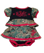 Woodland USMC Ruffle Dress for Baby Girls - Embroidered Licensed Logo &amp; EGA - £27.06 GBP