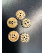 12 Buttons Brown Lined Beige Mustard  Rimmed 15Mm - $1.99