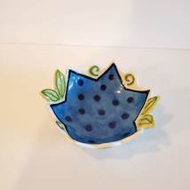 Vintage Nicole Engblom Ceramic Bowl, Whimsical Funky Pottery, Blue Star Flower image 2