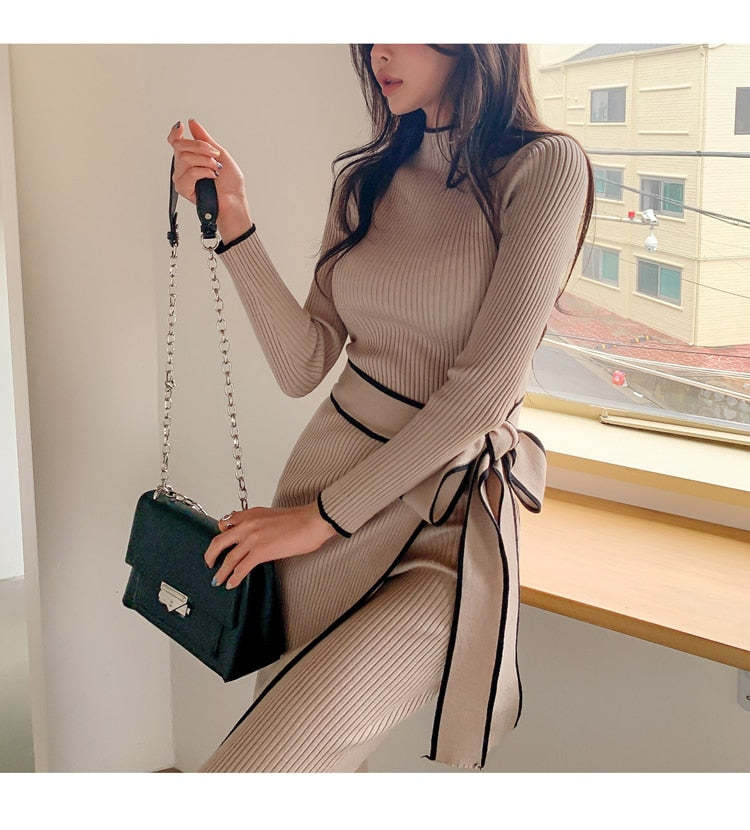 Lace-Up Knitted Mid-Length Sweater Dress Item image 5