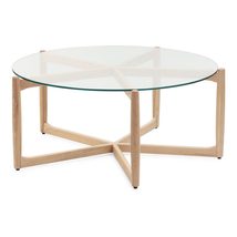 Contemporary Coffee Table made of Oak Wood and Gla - £958.42 GBP