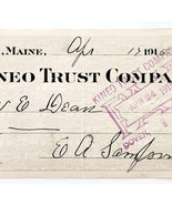 1915 Kineo Trust Company Bank Check E.A. Sampson Dover Maine Signed 7057... - $371.88 MXN
