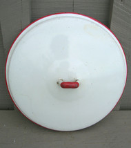 Old Vintage Graniteware / Enamelware Lid Primitive Kitchen Tool - White / Red B - £10.27 GBP