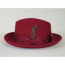 Men's Milani Wool Fedora Hat Soft Crushable Lined FD219 Red Wine image 4
