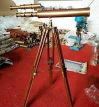 Antique Brass Telescope 18&quot; With Wooden Tripod Stand Nautical Floor Standing new - £170.99 GBP