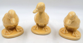 3 Ceramic Baby Duckling Figurines Yellow Statues Home Decor Duck Bird - £11.71 GBP