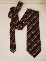 Roberto Villini Couture Tie Men’s 100% Silk Geometric Pattern Black Red ... - £15.97 GBP