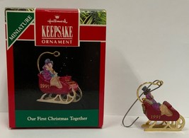 Hallmark Our First Christmas Together Sleigh Ride Miniature Ornament 1991 - $9.89