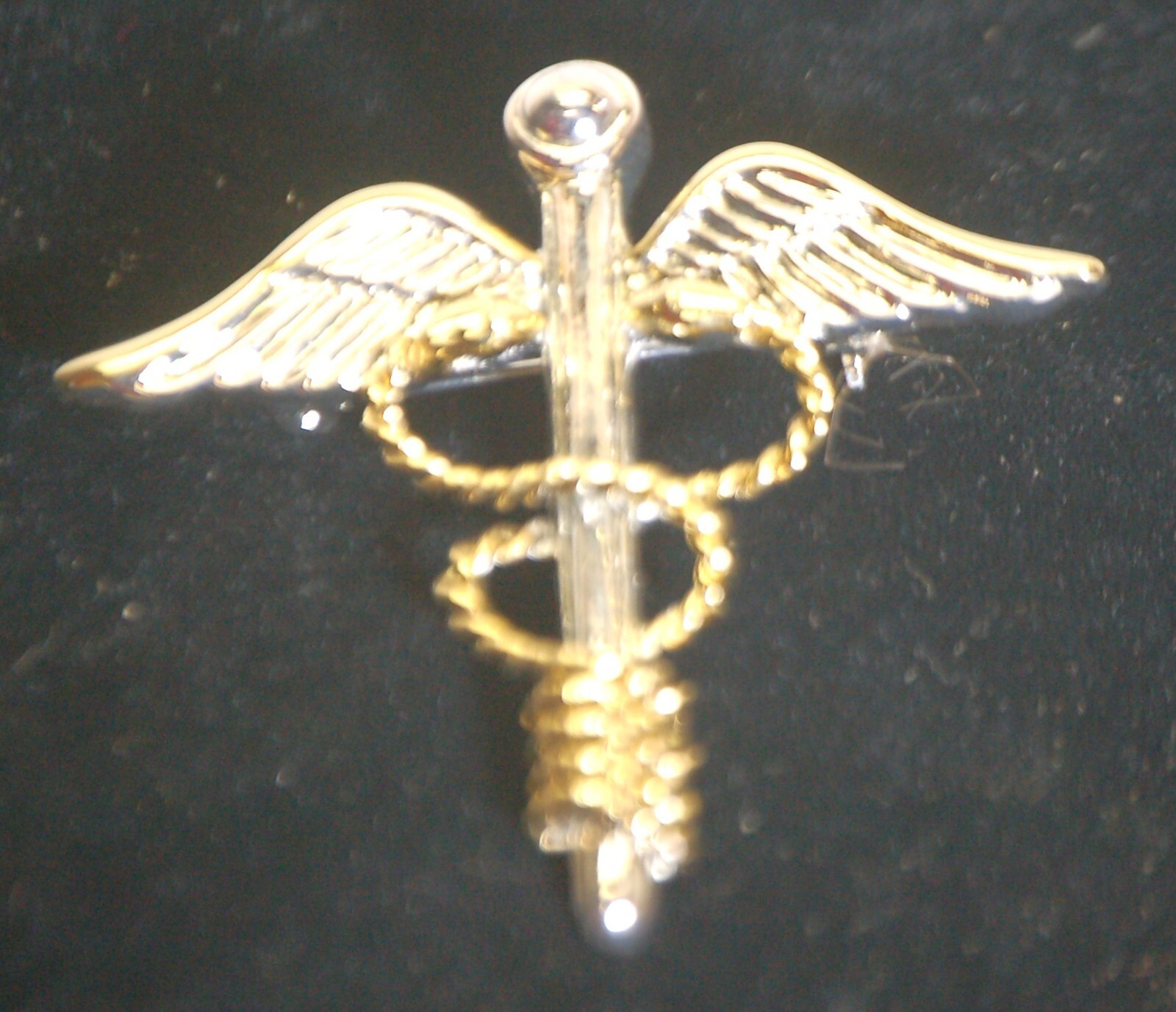 Caduceus Medical Pin Jewelry Brooch Pendant Silver Gold Tone L - $12.86
