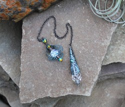 Stunning Swarovski Crystal Pendulum with Blue Hand Painted End Caps - $550.98 MXN