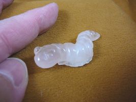 (Y-CATE-556) little pale pink INCH WORM CATERPILLAR gemstone Stone carvi... - $15.59