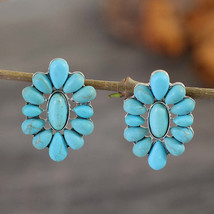 Flower Shape Artificial Turquoise Earrings - $20.95
