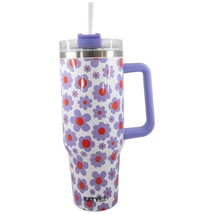Lilac Floral 40 Oz Insulated Stainless Steel Tumbler with Handle - £30.07 GBP