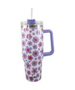 Lilac Floral 40 Oz Insulated Stainless Steel Tumbler with Handle - £29.51 GBP