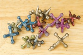 Vintage Colored Metal Toy Lot Jacks Replacement Game Pieces - $12.86