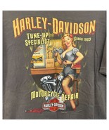 Harley Davidson Biker T Shirt Pin Up Girl Victorville CA Mens Size XL Grey - £36.48 GBP