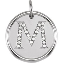 Precious Stars Unisex 14K White Gold 1/8CTW White Diamond Initial M Pendant - £670.33 GBP