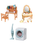3 Sylvanian Families Sets – Makeup Dresser, Study Desk and Washing Machine - £27.17 GBP