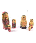 2 Sets Vintage Matryoshka Russian Nesting 3 Dolls Sets Made In USSR 60-70s - $9.00