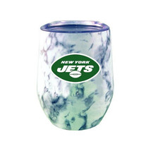New York Jets NFL Marble Stainless Steel Stemless Wine Glass 15 oz - £22.58 GBP