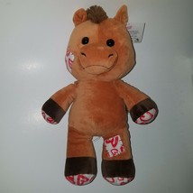 Kellytoy Brown Pony Horse Plush Valentine&#39;s Day Gift Red White Hearts Feet w/TAG - £10.24 GBP