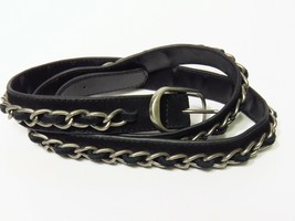 Skinny by Jessica Elliot Black Suede Leather Belt and Pewter Chain Womans Large - £15.76 GBP