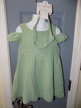 Tahari Girl Sage Green Cold Shoulder Dress W/Headband Size 4 Girl&#39;s NEW - £16.30 GBP