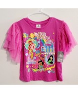 Disney Princess Graphic Print Mesh Tulle Short Sleeve Pink Tee Girls 9/1... - $34.19 CAD
