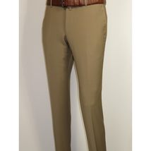 Men's MONO Turkey Slacks 100% Wool Plain Front Slim Fit 2502-7 Tan image 4