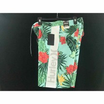 Hurley Men&#39;s Boardshorts green floral Tropical Size 30 inseam 9 1/2&quot; New - £19.10 GBP