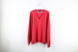 Vintage 90s Brooks Brothers Mens Large Blank Cashmere Knit V-Neck Sweater Red - £81.36 GBP