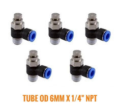5 Pcs, Air Flow Control Valve Tube OD 6mm X 1/4" NPT Pneumatic Push In F... - $27.75