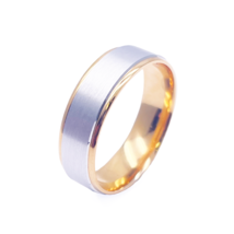 18ct Yellow/White Gold Mens Wedding 6mm Band Matt Middle &amp; High Polished Edges - $2,049.58