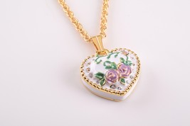 Keren Kopal heart with flowers Pendant Necklace Elephant decorted crystals - $40.50