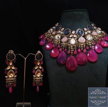 VeroniQ Trends-Designer Cocktail Victorian with Faux Rubies-Kundan Necklace - £315.68 GBP