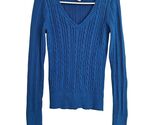 Arizona Jeans Co Cable Knit V-Neck Sweater Blue Y2K Style Preppy Nautical M - $12.99