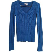 Arizona Jeans Co Cable Knit V-Neck Sweater Blue Y2K Style Preppy Nautical M - $12.99