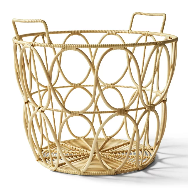 Better Homes &amp; Gardens Large Poly Rattan Open Weave Storage Basket with Handles - £14.82 GBP