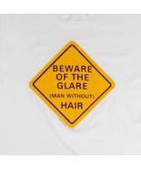 Vtg 90s L Novelty Gag Gift T-Shirt Beware of Glare Man w/o Hair Bald Agi... - $14.11 CAD