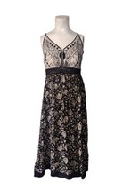 Ecote Beaded Floral Midi Dress Size 0 Cross Spaghetti Back Crotchet Lace... - £13.62 GBP