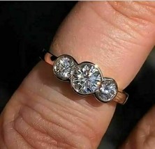 3 Stone Lab-Created 2.27 Ct Round Cut Diamond Engagement Ring 14k White Gold - £163.49 GBP