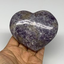 0.79 lbs, 3.2&quot;x3.7&quot;x1.3&quot;, Natural Lepidolite Heart Crystal Gemstone, B30983 - £23.02 GBP