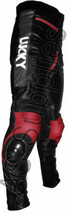 &quot;LUCKY STRIKE&quot; New Black/Red Leather Motorcycle Trousers Pants - All sizes! - $179.00