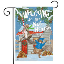 Winter Nut House Garden Flag Squirrels Welcome 12.5&quot; X 18&quot; - £16.07 GBP