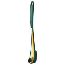 Double-sided Soft Hair Toilet Brush Toilet Long Handle Cleaning Brush(Dark Green - £3.15 GBP