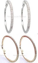 1 Pair Clip-On Rhinestone Hoop Earrings Silver/Gold Small to 2 X Large - $127.68 MXN+