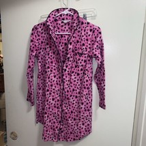 Charter Club Intimates Womens Sleep Jacket Button Up XS Pink Black Heart... - $9.49
