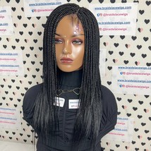 Medium Box Braids Lace Closure Braided Frontal Wig Color 1b Black 20 inches - £123.03 GBP