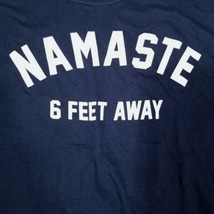 Yoga Namaste 6 Feet Away Social Distancing Calm Blue Retro Men&#39;s T-Shirt... - £14.00 GBP