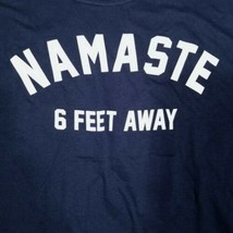 Yoga Namaste 6 Feet Away Social Distancing Calm Blue Retro Men&#39;s T-Shirt... - $17.81